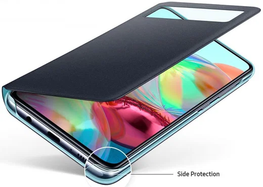 Origineel Samsung Galaxy A71 Hoesje S-View Wallet Cover Zwart/Blauw afbeelding 5