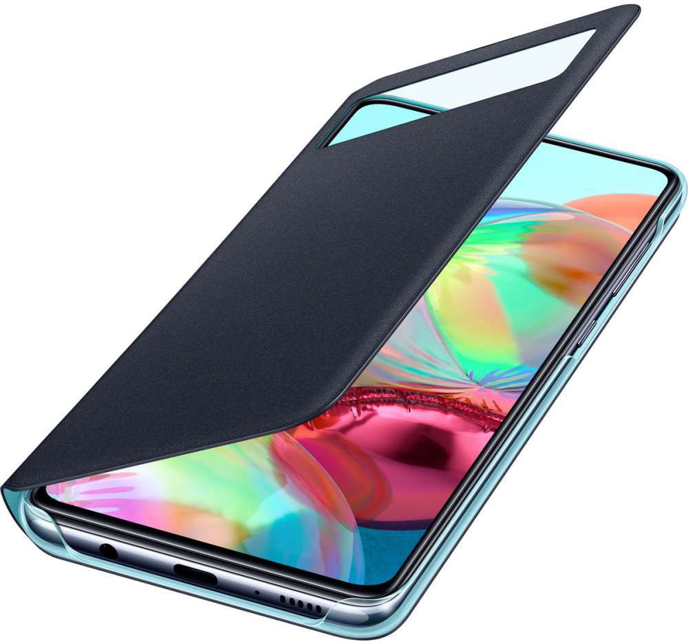 Origineel Samsung Galaxy A71 Hoesje S-View Wallet Cover Zwart/Blauw afbeelding 1