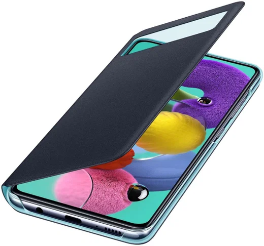 Origineel Samsung Galaxy A51 Hoesje S-View Wallet Cover Zwart/Blauw afbeelding 1
