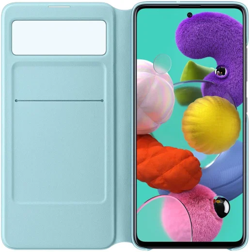 Origineel Samsung Galaxy A51 Hoesje S-View Wallet Cover Zwart/Blauw afbeelding 2