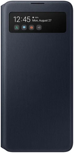 Origineel Samsung Galaxy A51 Hoesje S-View Wallet Cover Zwart/Blauw afbeelding 4