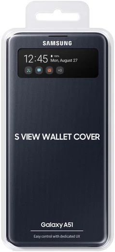 Origineel Samsung Galaxy A51 Hoesje S-View Wallet Cover Zwart/Blauw afbeelding 3