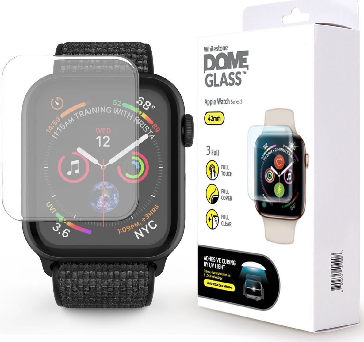 Whitestone Dome Glass Apple Watch 42MM Screenprotector (2-Pack) afbeelding 2