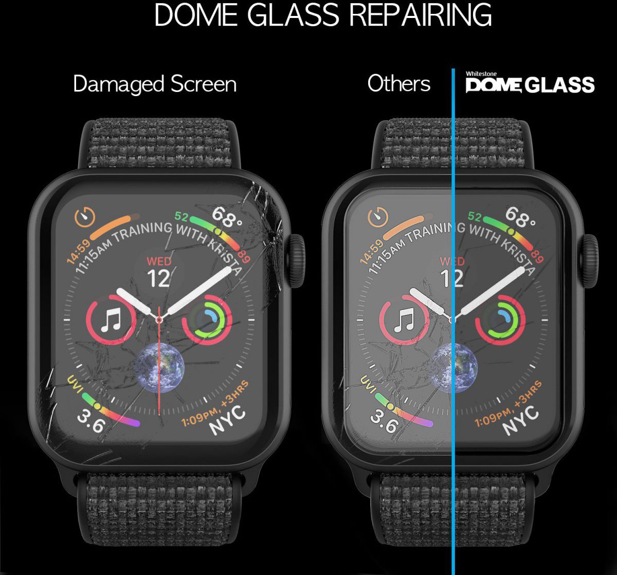 Whitestone Dome Glass Apple Watch 42MM Screenprotector (2-Pack) afbeelding 6