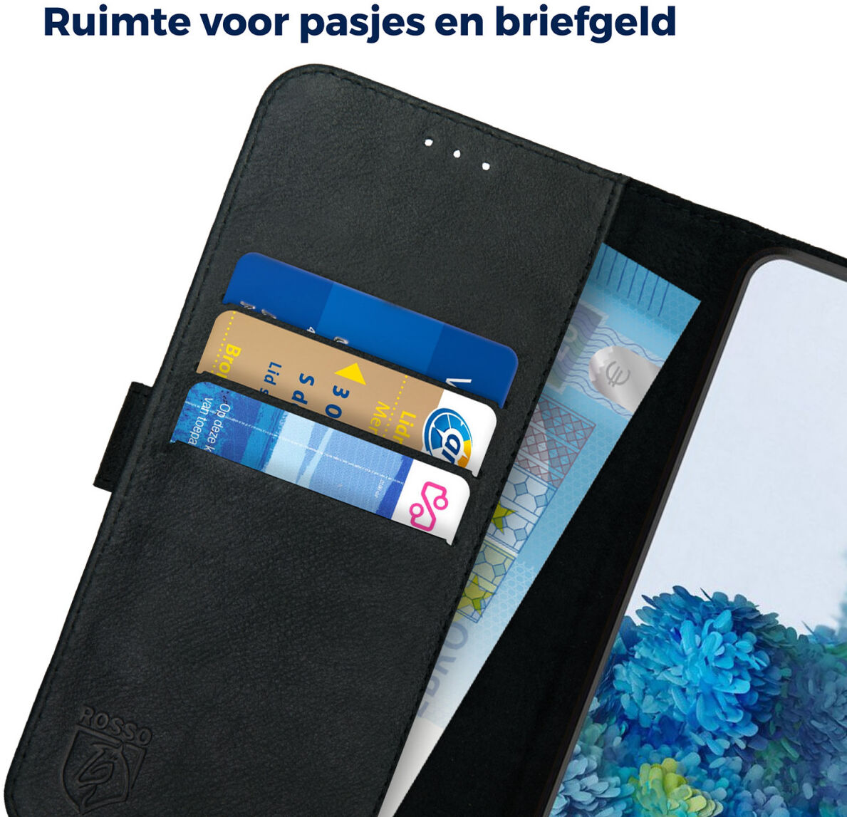 Rosso Deluxe Samsung Galaxy S20 Plus Hoesje Echt Leer Book Case Zwart afbeelding 5