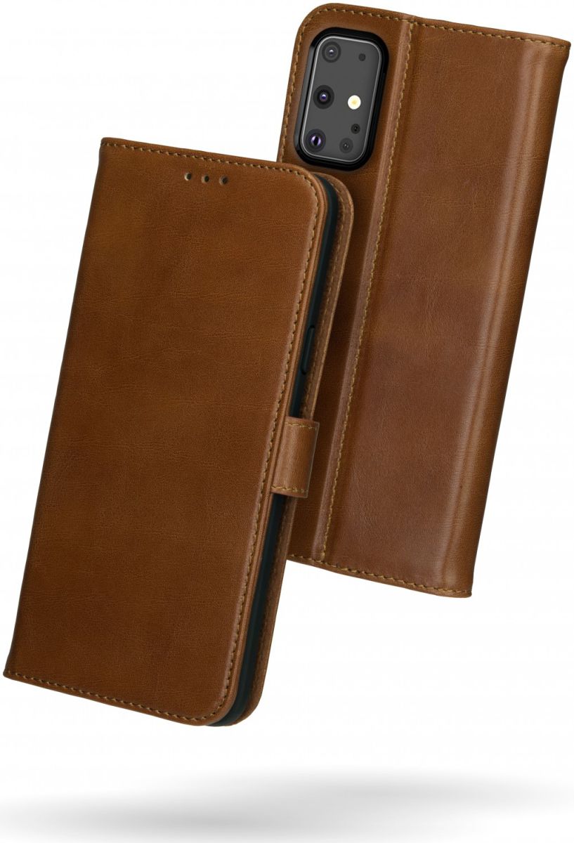 Rosso Deluxe Samsung Galaxy S20 Plus Hoesje Echt Leer Book Case Bruin afbeelding 2