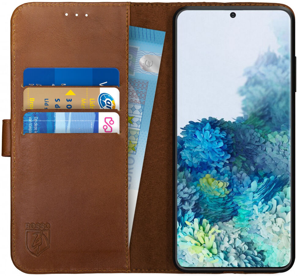 Rosso Deluxe Samsung Galaxy S20 Plus Hoesje Echt Leer Book Case Bruin afbeelding 1