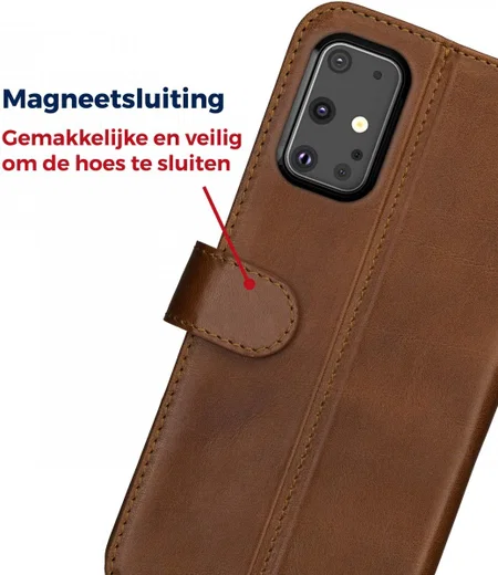 Rosso Deluxe Samsung Galaxy S20 Plus Hoesje Echt Leer Book Case Bruin afbeelding 9