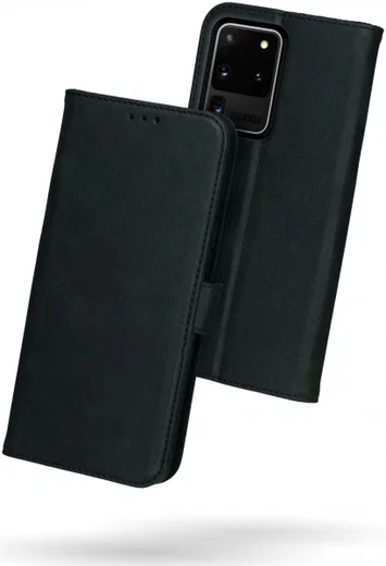 Rosso Deluxe Samsung Galaxy S20 Ultra Hoesje Echt Leer Book Case Zwart afbeelding 2