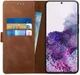 Rosso Deluxe Samsung Galaxy S20 Hoesje Echt Leer Book Case Bruin afbeelding 1