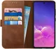 Rosso Deluxe Samsung Galaxy S10 Lite Hoesje Echt Leer Book Case Bruin afbeelding 1