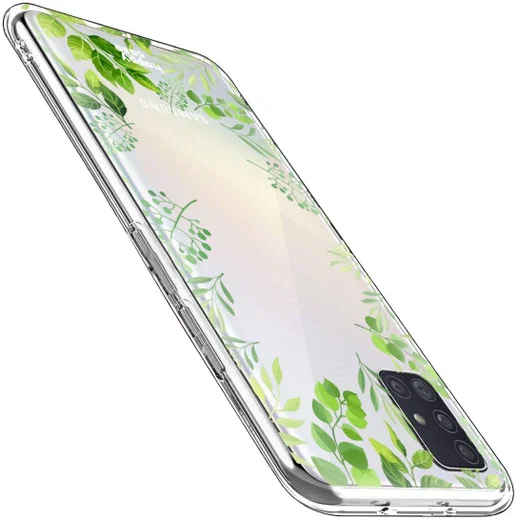 HappyCase Samsung Galaxy A51 Hoesje Flexibel TPU Leaves Print afbeelding 5