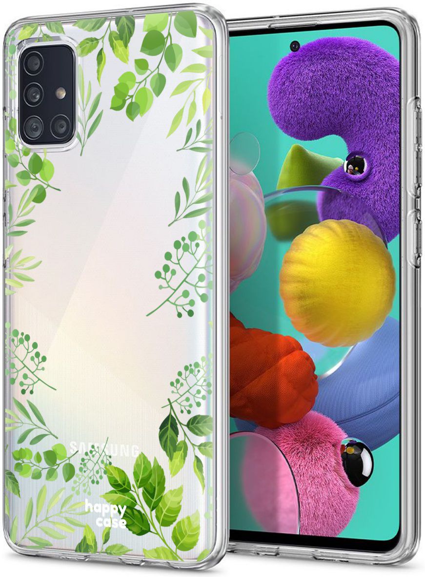 HappyCase Samsung Galaxy A51 Hoesje Flexibel TPU Leaves Print afbeelding 2