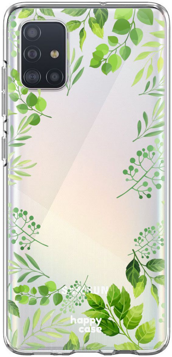 HappyCase Samsung Galaxy A51 Hoesje Flexibel TPU Leaves Print afbeelding 1