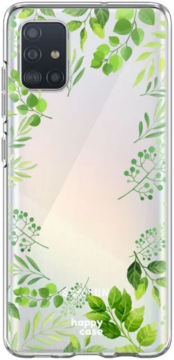 HappyCase Samsung Galaxy A51 Hoesje Flexibel TPU Leaves Print afbeelding 1