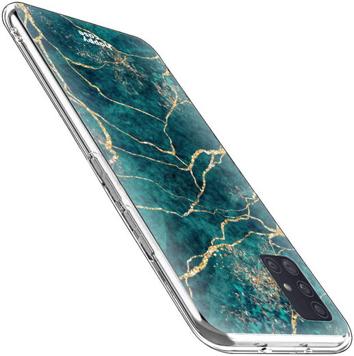 HappyCase Samsung Galaxy A51 Hoesje Flexibel TPU Aqua Marmer Print afbeelding 6