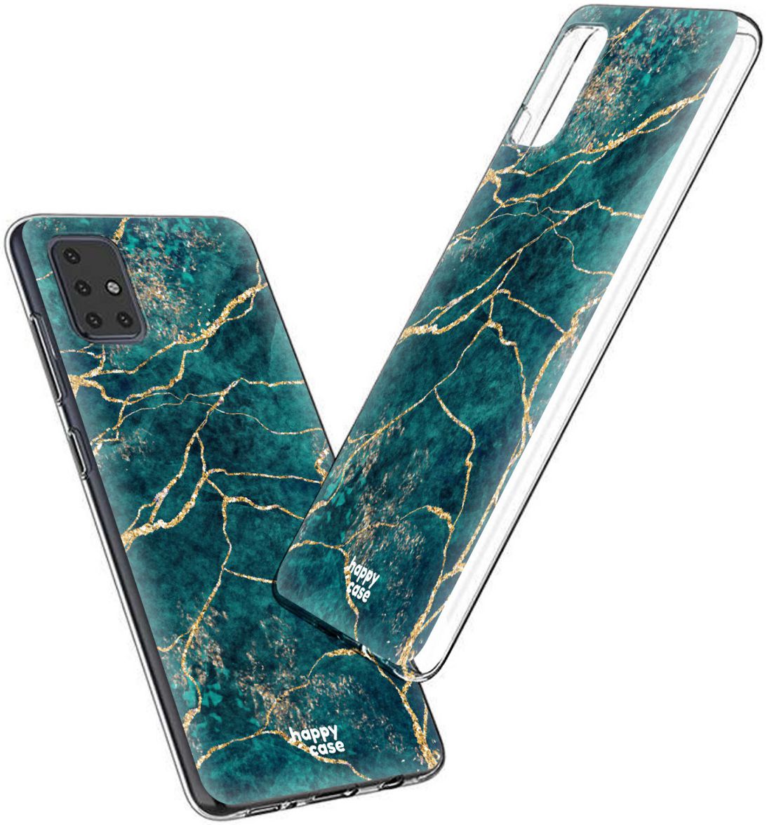HappyCase Samsung Galaxy A51 Hoesje Flexibel TPU Aqua Marmer Print afbeelding 5