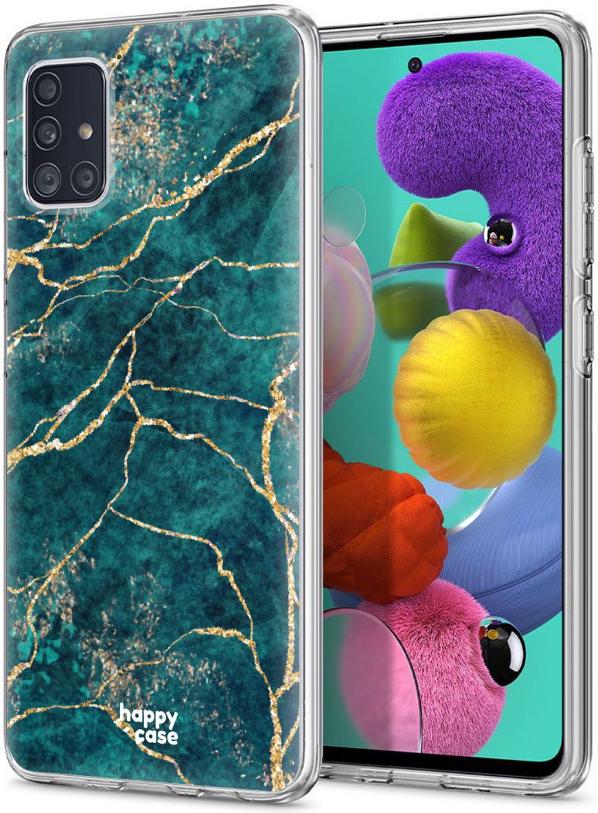 HappyCase Samsung Galaxy A51 Hoesje Flexibel TPU Aqua Marmer Print afbeelding 8