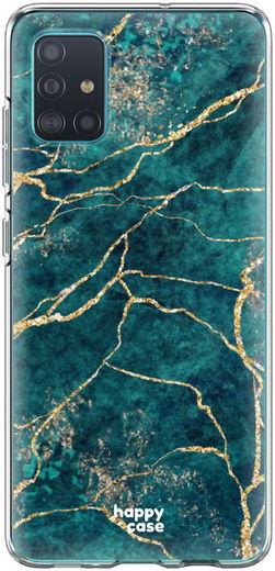 HappyCase Samsung Galaxy A51 Hoesje Flexibel TPU Aqua Marmer Print afbeelding 1