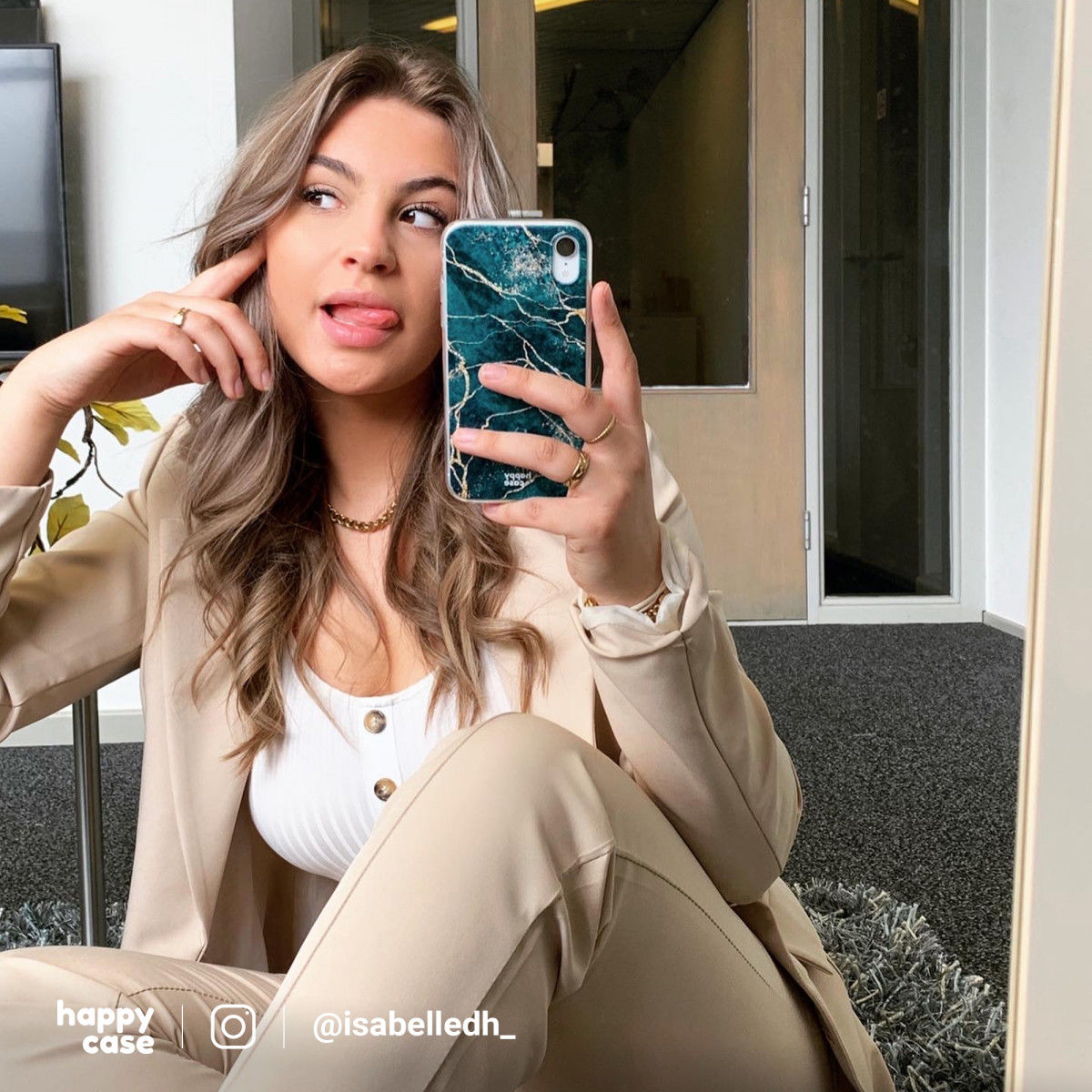 HappyCase Samsung Galaxy A51 Hoesje Flexibel TPU Aqua Marmer Print afbeelding 4