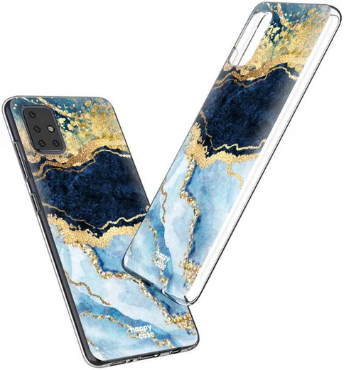 HappyCase Samsung Galaxy A51 Hoesje Flexibel TPU Blauw Marmer Print afbeelding 6