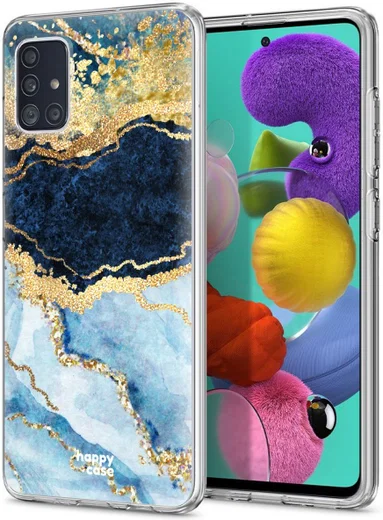 HappyCase Samsung Galaxy A51 Hoesje Flexibel TPU Blauw Marmer Print afbeelding 2