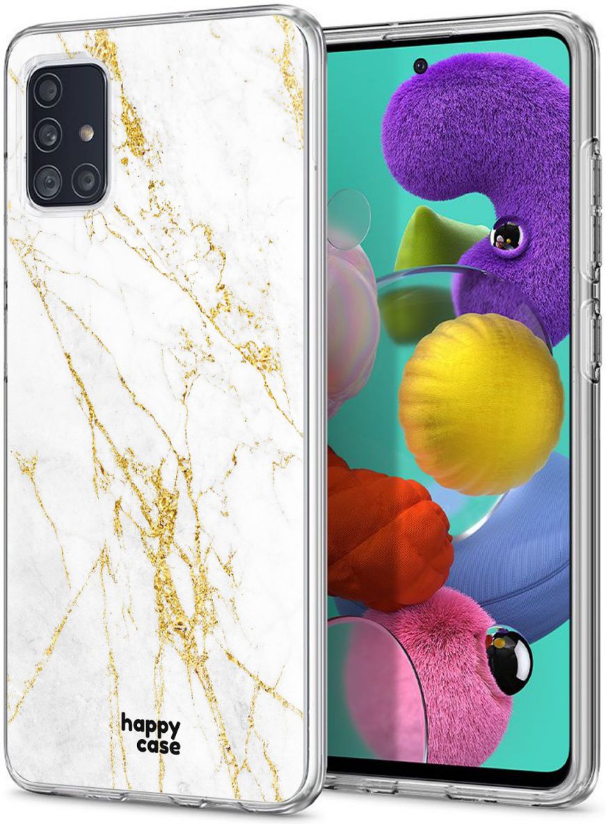 HappyCase Samsung Galaxy A51 Hoesje Flexibel TPU Wit Marmer Print afbeelding 2