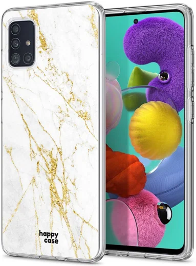 HappyCase Samsung Galaxy A51 Hoesje Flexibel TPU Wit Marmer Print afbeelding 2