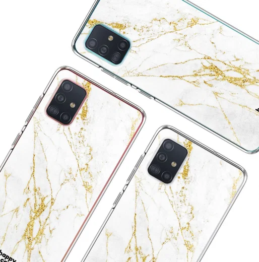 HappyCase Samsung Galaxy A51 Hoesje Flexibel TPU Wit Marmer Print afbeelding 10