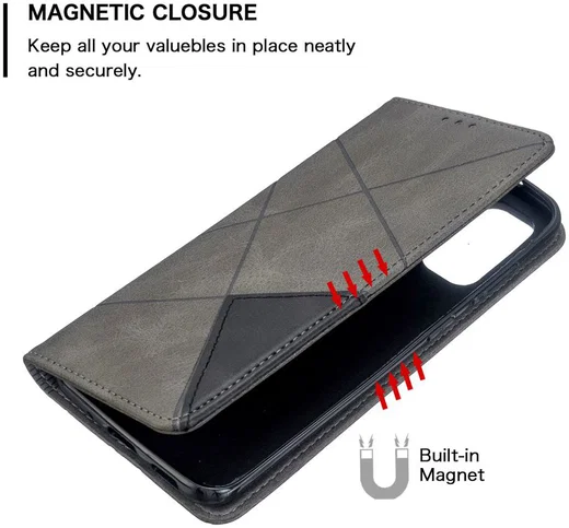 Samsung Galaxy S20 Hoesje Geometrie Wallet Book Case Voor Pasjes Grijs afbeelding 7