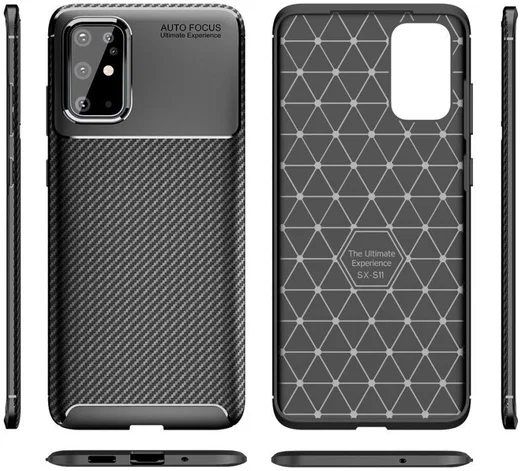 Samsung Galaxy S20 Plus Hoesje Geborsteld Carbon Zwart afbeelding 10