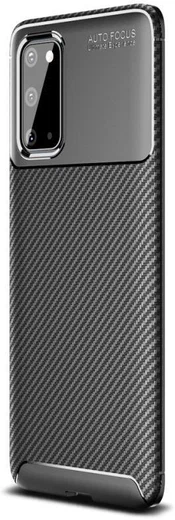 Samsung Galaxy S20 Hoesje Geborsteld Carbon Flexibele Back Cover Zwart afbeelding 1