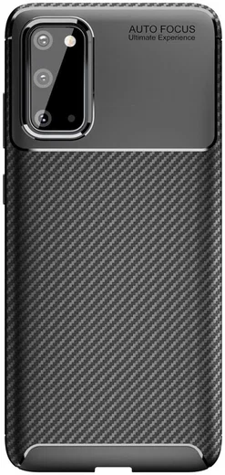 Samsung Galaxy S20 Hoesje Geborsteld Carbon Flexibele Back Cover Zwart afbeelding 5