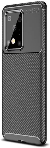 Samsung Galaxy S20 Ultra Hoesje Geborsteld Carbon Zwart afbeelding 2