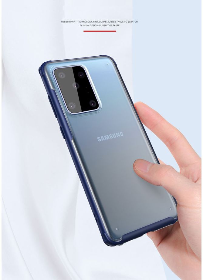 Samsung Galaxy S20 Ultra Hoesje Slim Fit Hybride Transparant/Blauw afbeelding 4