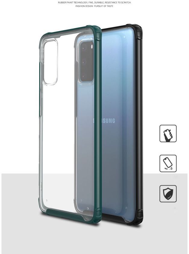 Samsung Galaxy S20 Hoesje Slim Fit Hybride Transparant/Groen afbeelding 5