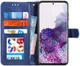 Samsung Galaxy S20 Hoesje Wallet Book Case Voor Pasjes Lines Blauw afbeelding 1