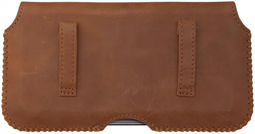 Rosso Deluxe Hoesje Belt Case Met Riemlus Echt Leer Medium Bruin afbeelding 5