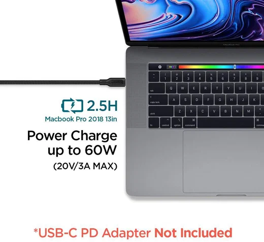 Spigen DuraSync Fast Charge USB-C naar USB-C 2.0 Kabel 1.5m Zwart afbeelding 9