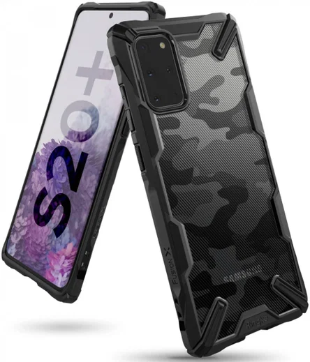 Ringke Fusion X Samsung Galaxy S20 Plus Hoesje Camo Design Zwart afbeelding 1