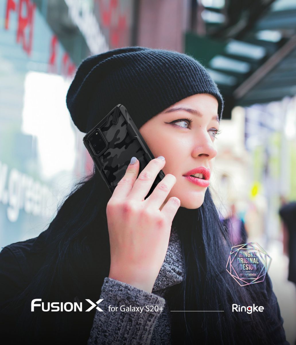 Ringke Fusion X Samsung Galaxy S20 Plus Hoesje Camo Design Zwart afbeelding 14