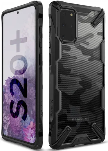 Ringke Fusion X Samsung Galaxy S20 Plus Hoesje Camo Design Zwart afbeelding 6
