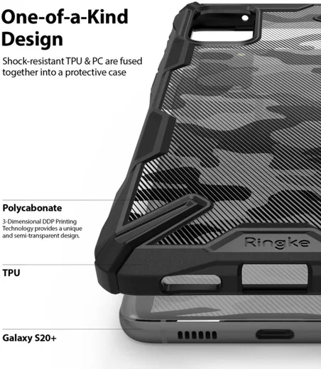 Ringke Fusion X Samsung Galaxy S20 Plus Hoesje Camo Design Zwart afbeelding 7