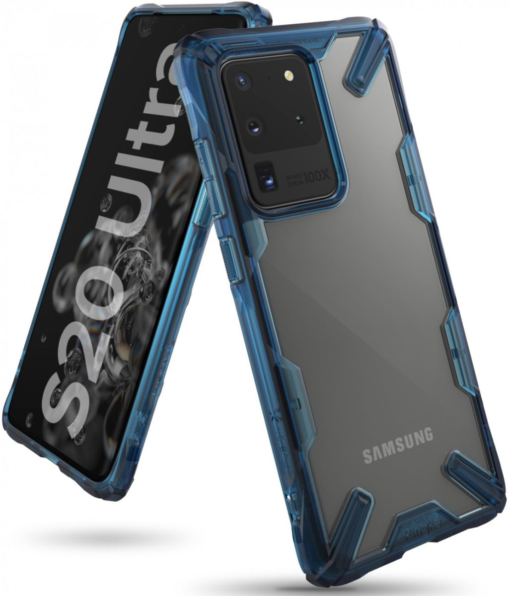Ringke Fusion X Samsung Galaxy S20 Ultra Hoesje Transparant/Blauw afbeelding 1