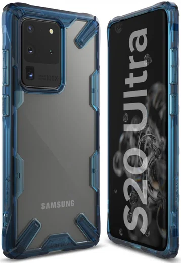 Ringke Fusion X Samsung Galaxy S20 Ultra Hoesje Transparant/Blauw afbeelding 5