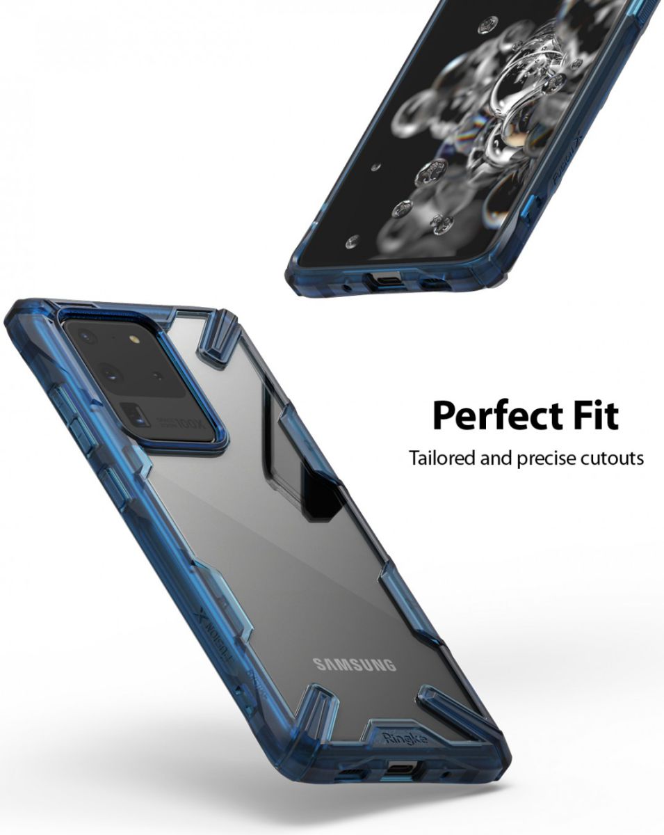 Ringke Fusion X Samsung Galaxy S20 Ultra Hoesje Transparant/Blauw afbeelding 9