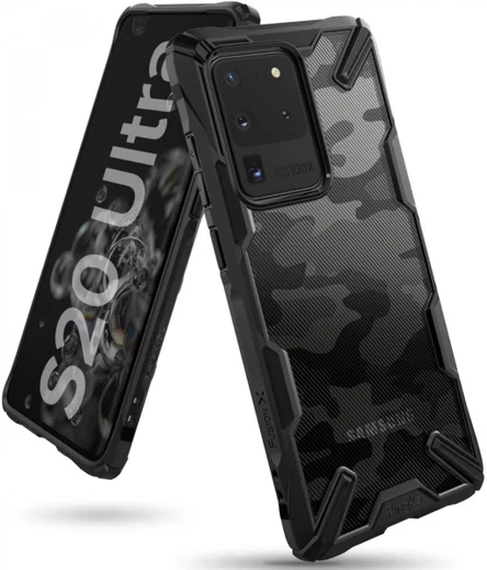 Ringke Fusion X Samsung Galaxy S20 Ultra Hoesje Camo Design Zwart afbeelding 1