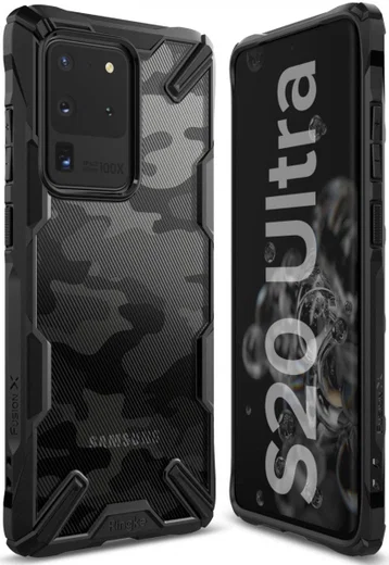 Ringke Fusion X Samsung Galaxy S20 Ultra Hoesje Camo Design Zwart afbeelding 5
