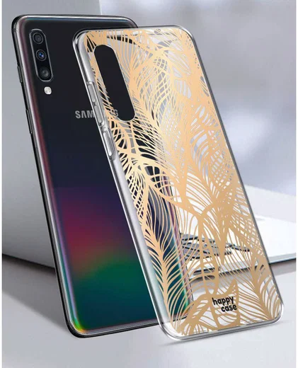 HappyCase Samsung Galaxy A70 Flexibel TPU Hoesje Golden Leaves Print afbeelding 4