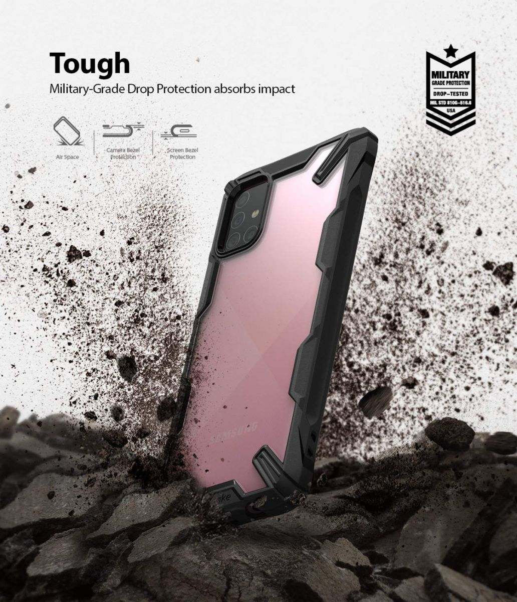 Ringke Fusion X Samsung Galaxy A71 Hoesje Transparant/Zwart afbeelding 4